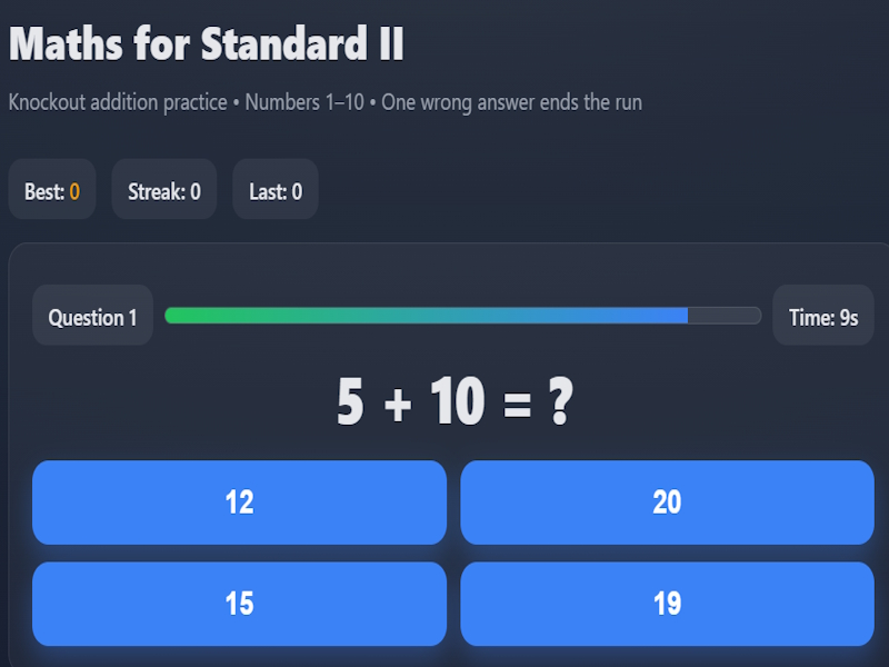 Igra Matematika za standard II spletu